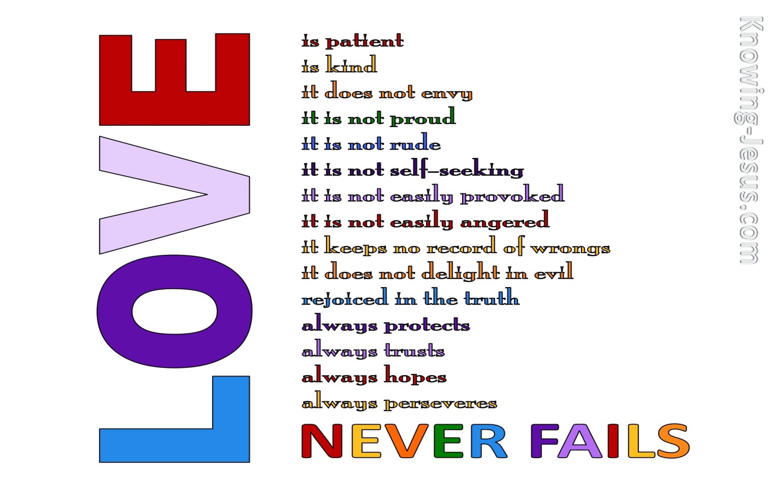 1 Corinthians 13:8 Love Never Fails (white)